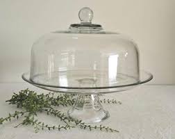 Vintage Clear Glass Pedestal Cake Stand With Dome - Etsy