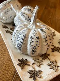 Set of 3 Indigo Blue & White Pumpkins – MelizaInteriorsInc