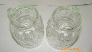Thumbprint Pattern Heavy Glass Hint of Green Clear Mugs Handled Set of 2 EUC | eBay