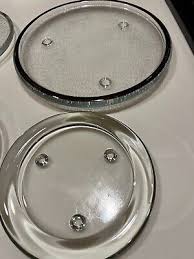 Clear Footed Glass Pillar Candle Plates 4 Round Vintage 7.5 ...