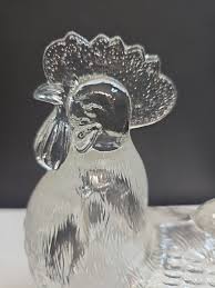 Vintage L.E. Smith Clear Glass Standing Rooster Candy Dish w/Lid Art Glass 9" | eBay