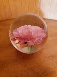 BEAUTIFUL Hand Blown Glass Pink Rose Paperweight | eBay