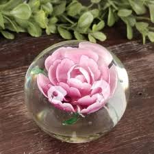 Vintage Hand Blown Pink Rose Glass Paperweight Sculpture Art Glass - Etsy Israel