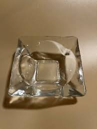 Vintage Clear Glass Square Personal 3 1/2” Ashtray Retro MCM ...