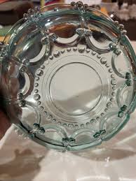 Vintage Oyster Pearl Blue Beaded Glass Covered Candy Dish ...