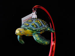 Sea Turtle Glass Ornament ~ Green & Yellow - Etsy