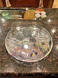 Gorgeous Colored Glass Santa w/Deer/Trees/Stars and Houses ...