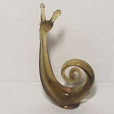 Vintage Brown Glass Snail Hand Blown Art Glass Paperweight ...