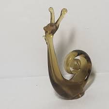 Vintage Brown Glass Snail Hand Blown Art Glass Paperweight ...