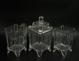 Antique Set Of Tableware Etched Pressed Glass Creamer & Sugar & Jar | eBay