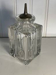 Antique Heavy Thick Glass Oil Oiler Vinegar Cruet Bottle Sterling? Silver Spout | eBay