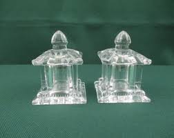 Salt and Pepper Shakers Clear Glass Pagoda Shaped - Etsy