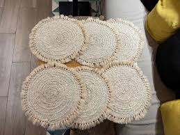 6 Moroccan Handmade Woven Round Placemat With Tassels – Boho ...