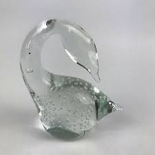 Swan Art Glass Figurine Paper Weight Controlled Bubbles Bird 5" Tall | eBay Australia