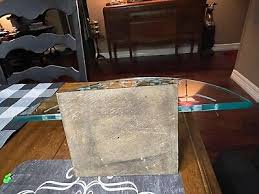 18"x10.5"x.5" Green Glass Half-circle With Etched Gazelles ...