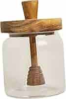 Duiaynke Glassware Honey Jar, Wooden Honey Spoon Clear with Lids Glass Beehive Honey Pot, for Home Kitchen or Table Service : Home & Kitchen - Amazon.com