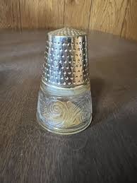 Vintage empty Avon Cologne Bottle THIMBLE Lid Glass Sewing ...