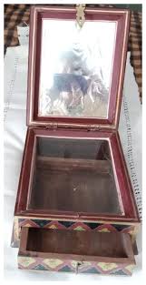 Heavy Hand Painted Wood Box With Drawer For Display or Storage. For Sale at Ruby Lane