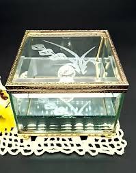 Vintage Glass Dresser Box Mirrored Music Box, Jewlery Box With Swarovski Crystal Element, Etched Beveled Glass Vanity Jewelry Keepsake Box - Etsy