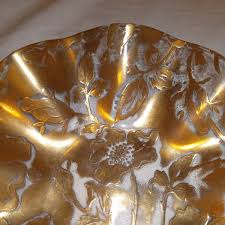 Ruffled Bowl with Floral Gold Overlay 22k 7.5" | eBay