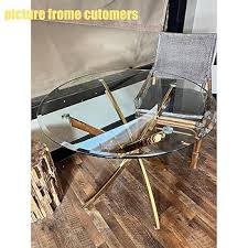 Amazon.com: Homfii Mesa de comedor de vidrio de 36 pulgadas para 2 a 4 personas, mesa de comedor de cocina circular con patas de acero inoxidable, mesa de comedor redonda para cocina,