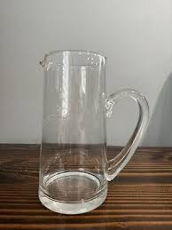 vintage glass floral etched pitcher | eBay