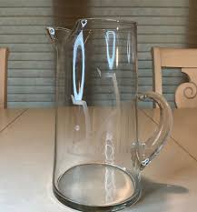VTG Multi Purpose Clear Glass Pitcher With Handle & Pour Spout Designer Mark? | eBay