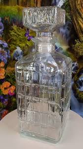 Clear Colored Cubed Glass Square Decanter Vase H 9.25 in ...