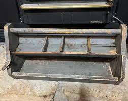 Antique Gray Painted Wooden Tool Carrier ( Free Shipping ) - Etsy