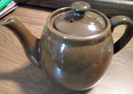 Vintage BROWN Ceramic Pottery Teapot w Lid for One 4" tall x ...