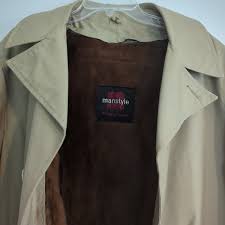 Vintage Manstyle Brand Men's Lined Trench Rain Jacket All ...