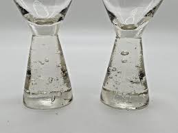 Pair Carnival Cruise Line Shot Glasses Pedestal Bubble Glass ...