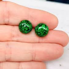 Green Holographic Glitter Resin Cabochons - 12mm DIY Jewelry ...