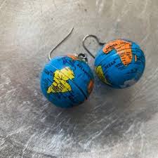 Vintage Earth Day World Globe Earrings - Etsy
