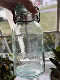 Antique Trade Mark Lightning Putnam Aqua Blue Glass Fruit ...