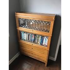Levenger Tall Wood & Glass Bookcase w/ Intricate Detail ...