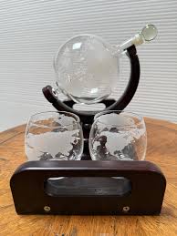 Bezart Barware Whiskey Decanter + Four Glasses, Set | Chairish