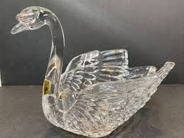 West Germany Crystal Swan Figurine-Candy Dish/Hand Cut-24 ...