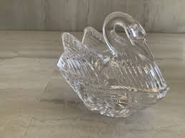 Vintage Unknown Manufacturer Clear Crystal Glass Swan Shaped ...