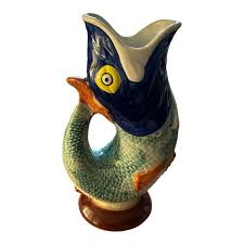 Vintage Sigma Ceramic Multi-Color Gluggle Jug Made in Portugal | Chairish