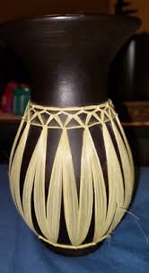 Gmunder Keramik Vase black w/ Raffia Wrap Austria 2511-3 ...