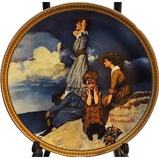Waiting on the Shore” Vintage Plate by Norman Rockwell. For ...