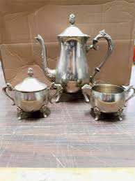 Vintage 3 Piece Silver Plated Tea/Coffee Set Heavy Footed Floral Ornate Design | eBay