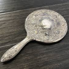 Vintage Silver Plated Mirror With Floral Hand Held Art ...