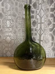 Vintage Mold Blown Long Neck Chestnut Flask Bottle Olive ...