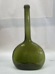 Vintage Mold Blown Long Neck Chestnut Flask Bottle Olive ...