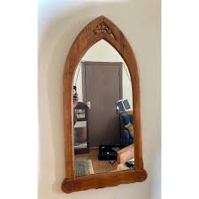 Mid-Century Modern Danish Wooden "Arch" Gothic Mirror | Chairish
