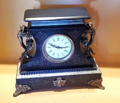 Ansonia Quartz Mantel Clock Marble Onyx Granite Cherubs ...