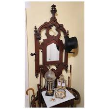 Gothic Victorian HALL TREE, NYC, USA, Walnut, Marble Top ...