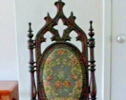 Antique Gothic Revival Mahogany and Needlepoint Half Arm ...
